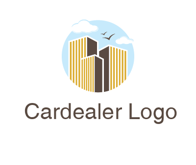 circle sky with buildings logo illustration