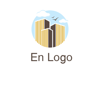 circle sky with buildings logo illustration