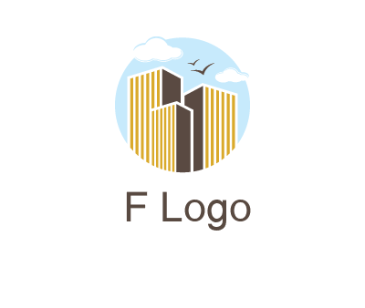 circle sky with buildings logo illustration