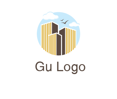 circle sky with buildings logo illustration