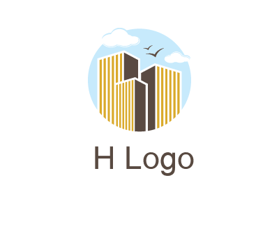 circle sky with buildings logo illustration