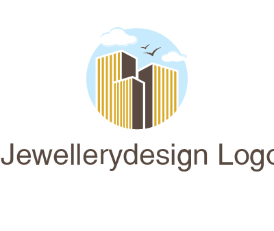 circle sky with buildings logo illustration