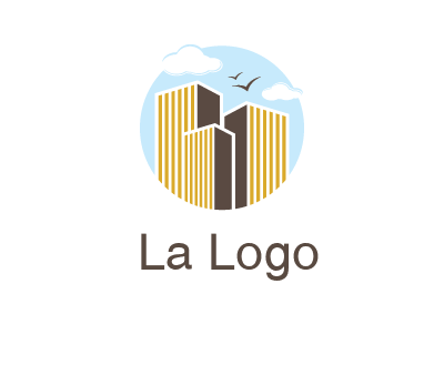 circle sky with buildings logo illustration