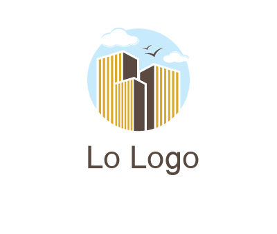 circle sky with buildings logo illustration