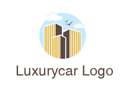 circle sky with buildings logo illustration