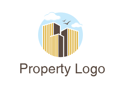 circle sky with buildings logo illustration