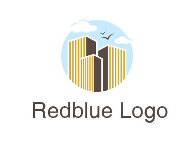 circle sky with buildings logo illustration