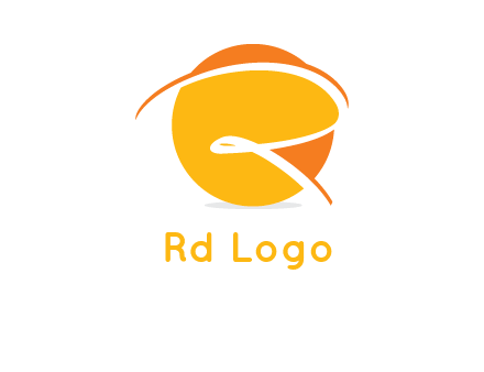 letter r is placed in front of a circle separated by swooshes logo