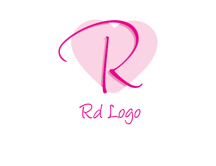 letter r in front of heart shape logo