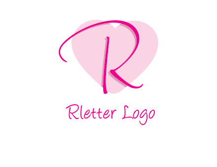 letter r in front of heart shape logo