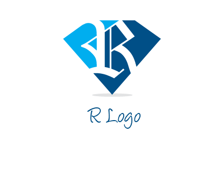 letter r is place in front of a diamond shape logo