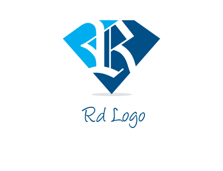 letter r is place in front of a diamond shape logo