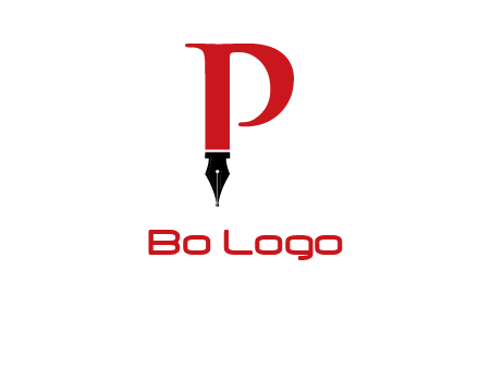 nib of a pen is placed beneath the letter p logo