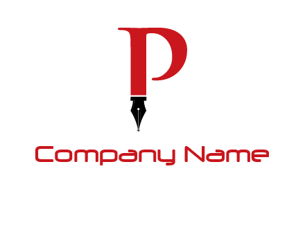 nib of a pen is placed beneath the letter p logo