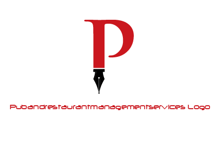 nib of a pen is placed beneath the letter p logo