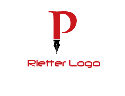 nib of a pen is placed beneath the letter p logo