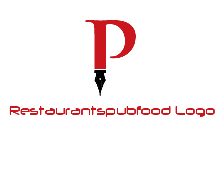 nib of a pen is placed beneath the letter p logo