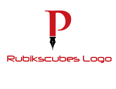 nib of a pen is placed beneath the letter p logo