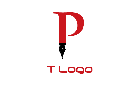 nib of a pen is placed beneath the letter p logo