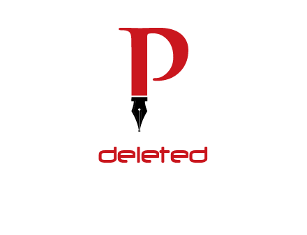 nib of a pen is placed beneath the letter p logo