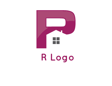 house in front of letter p logo