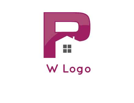 house in front of letter p logo