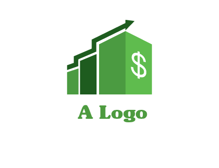 arrow is moving over bars with dollar sign logo