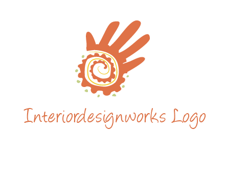 swirl inside hands with small dots logo