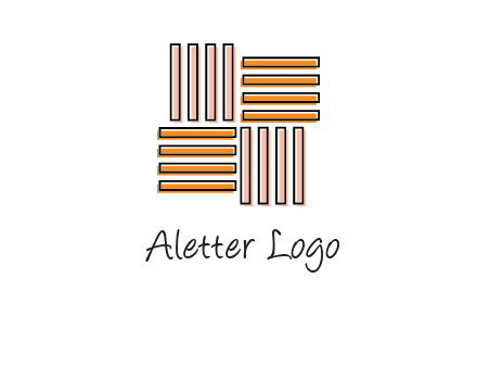 Vertical and horizontal bars in square shape abstract logo