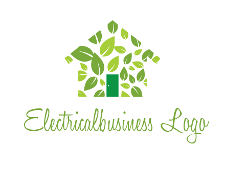 leaves in abstract house real estate logo