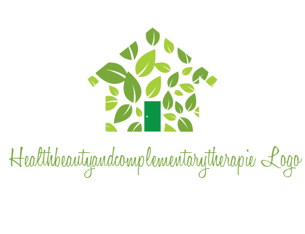 leaves in abstract house real estate logo