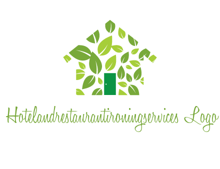 leaves in abstract house real estate logo