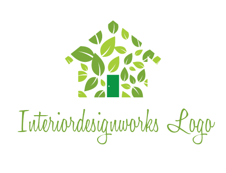 leaves in abstract house real estate logo