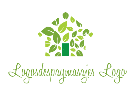 leaves in abstract house real estate logo