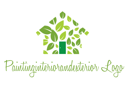 leaves in abstract house real estate logo