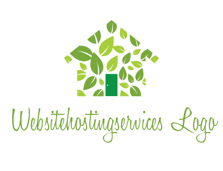 leaves in abstract house real estate logo