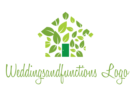 leaves in abstract house real estate logo