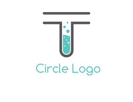 test tube is incorporated inside letter T logo