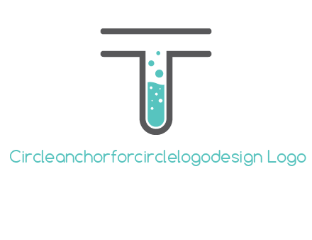 test tube is incorporated inside letter T logo