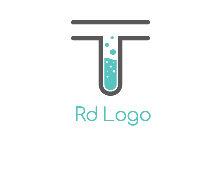 test tube is incorporated inside letter T logo