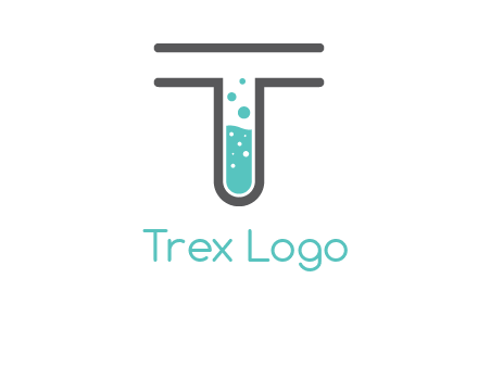 test tube is incorporated inside letter T logo