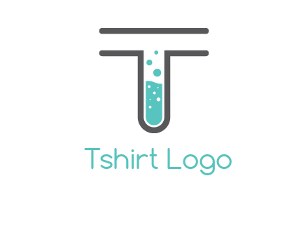 test tube is incorporated inside letter T logo