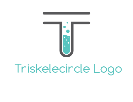 test tube is incorporated inside letter T logo