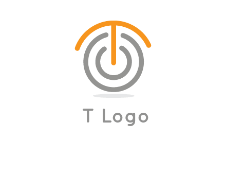 letter t merge with power button logo