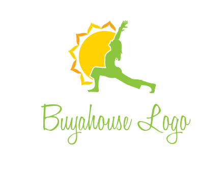 sun flower and woman bending in yoga pose logo