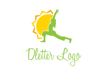 sun flower and woman bending in yoga pose logo