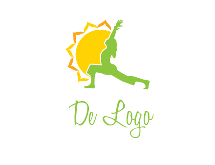 sun flower and woman bending in yoga pose logo