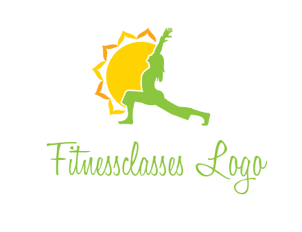 sun flower and woman bending in yoga pose logo