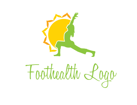 sun flower and woman bending in yoga pose logo