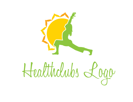 sun flower and woman bending in yoga pose logo